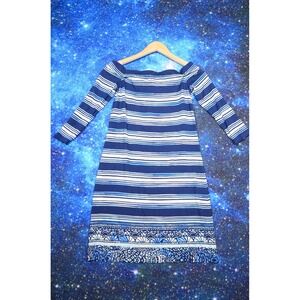 NWT $168 LILLY PULITZER‎ Laurana Off Shoulder Dress XS High Tide Navy Surf Print